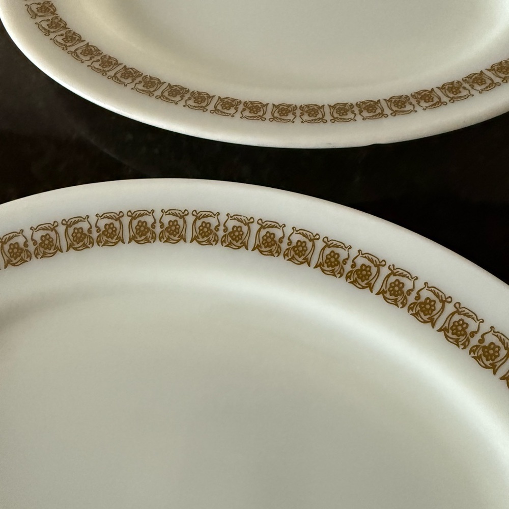 Two Vintage Pyrex Tiburon 793-35 Copper Filigree Oval Serving Platters - Picture 3 of 10